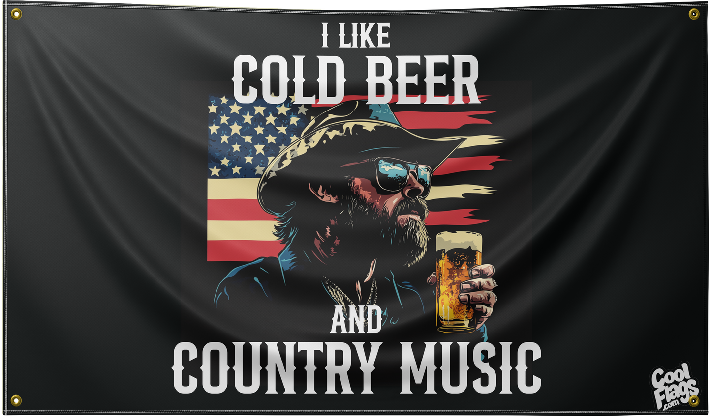 Cold beer country music flag