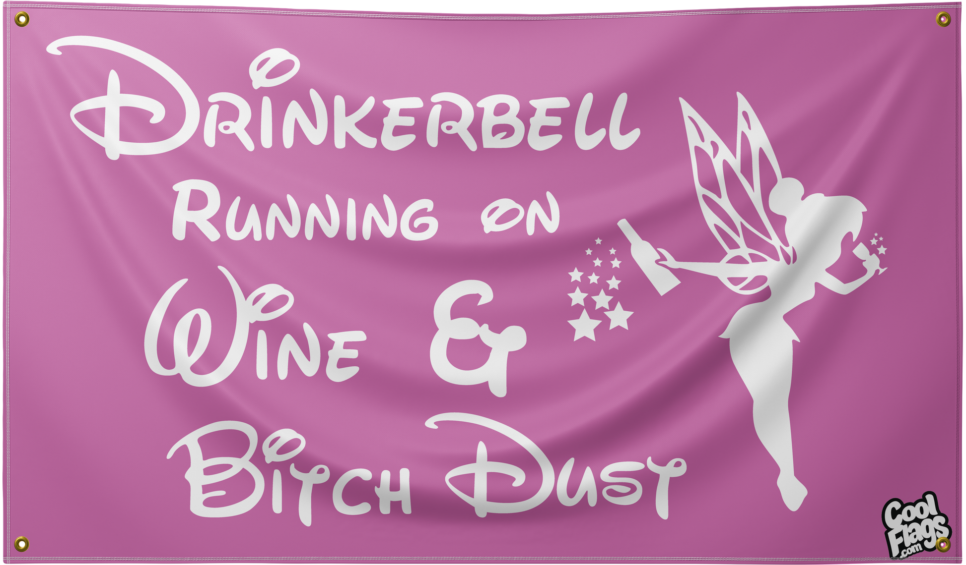 Pink drinkerbell flag for girls dorm room