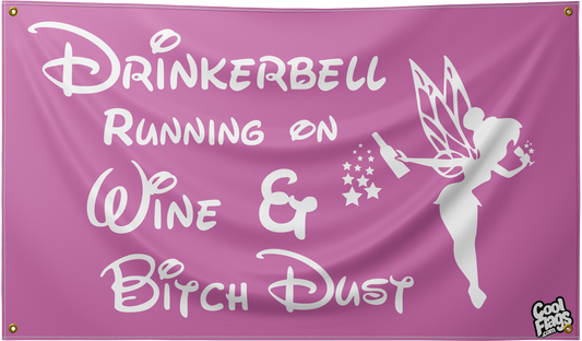 Pink drinkerbell flag for girls dorm room