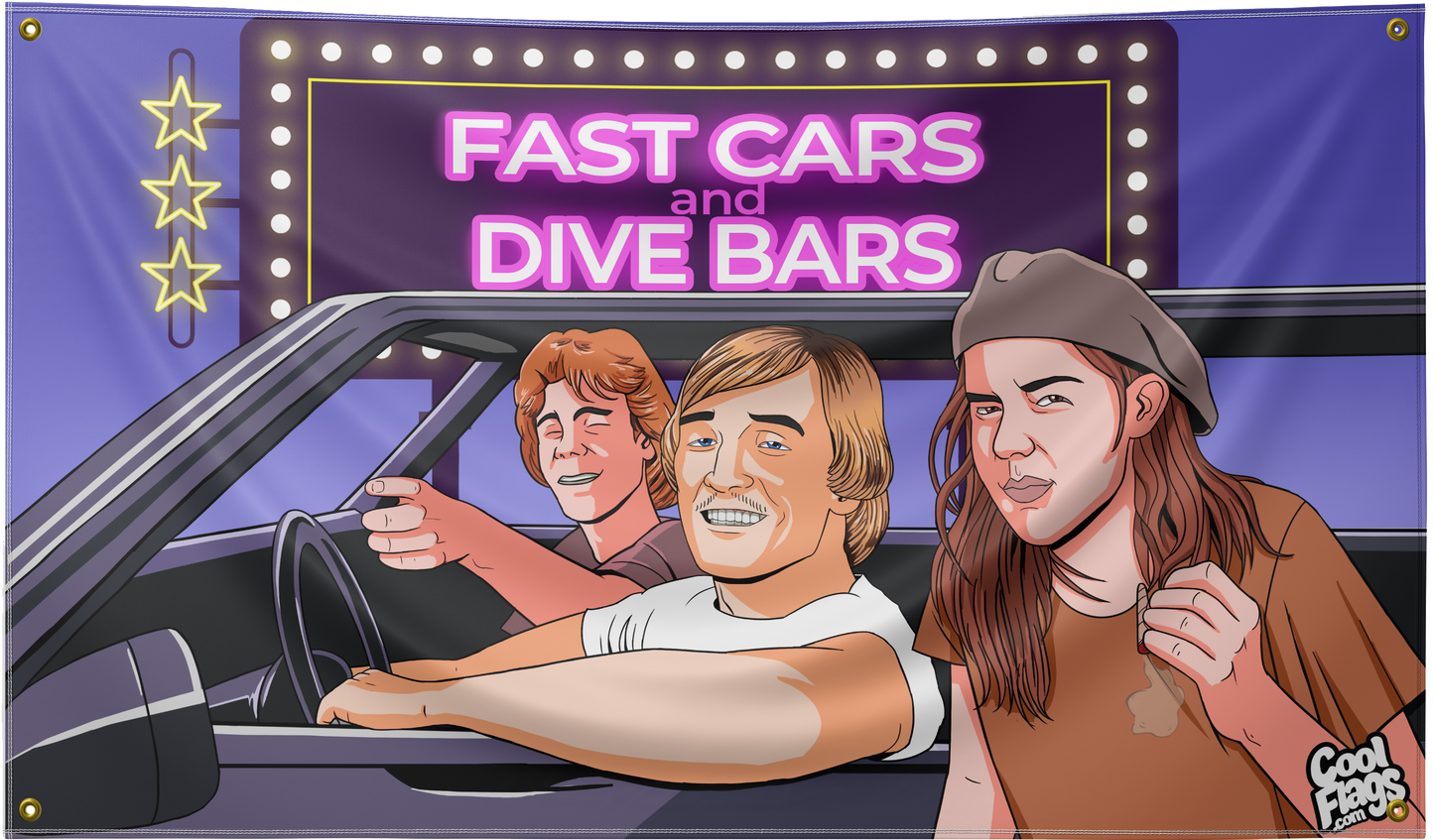 Fast cars and dive bars flags
