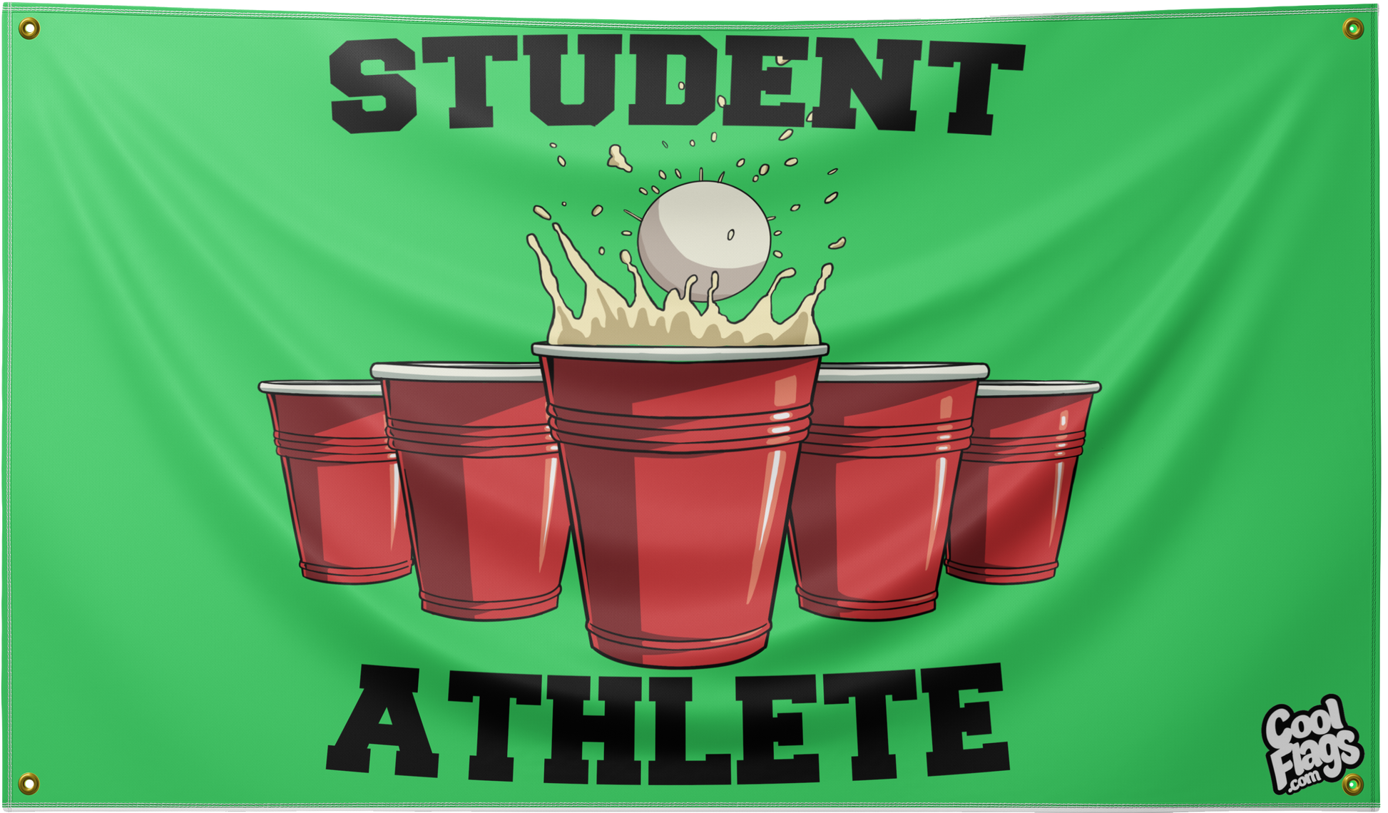 Beer Pong Student Athlete Funny Flag