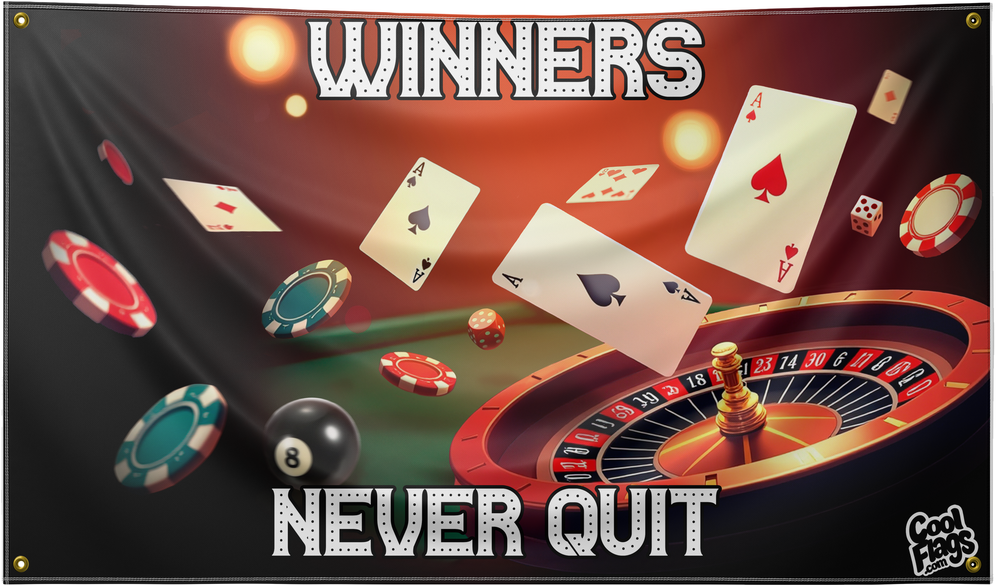 Winners Never Quit Gambling Flag